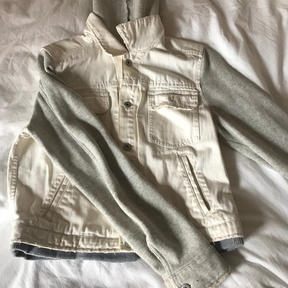 Free People White Denim Sweatshirt Sleeve Jacket - Picture 1 of 3